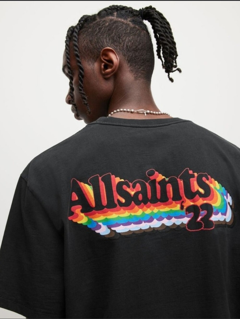 AllSaints Pride '22 Short Sleeve Tee T-Shirt Size Large Black